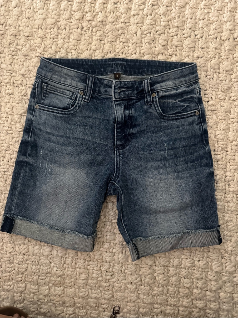 Kut from the Kloth Medium-Dark Blue Cuffed Denim Shorts